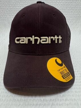 Carhartt Dark Brown Cap with Yellow Logo Sticker